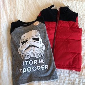 NWT Carters Storm Trooper Raglan Long Sleeve Tee with Red Vest, size 5
